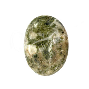 Polished Epidote with Quartz Palm Stone