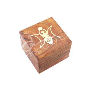 Brass Inlay Acacia Moon Goddess Box with velvet inside 2.5"