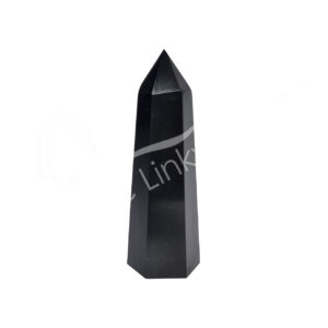 Polished Black Onyx with Pyrite 6 Sides Obelisk