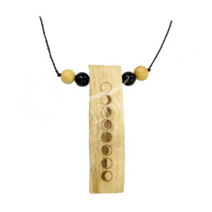 Palo Santo Necklace with Engraved Moon Phases and Black Tourmaline