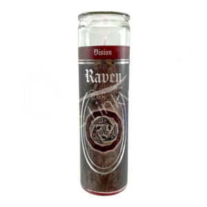 Myrrh Candle in Glass Jar with Raven Design 8"H X 2.25" Diameter
