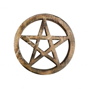 Mango Wood Pentacle Design Stand Plaque for Sphere