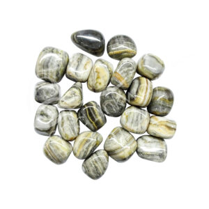 Onyx with Gray and Yellow Stripes Tumbled Stones