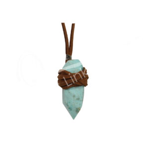 Inca Turquoise Point Wrapped with Leather Cord Necklace