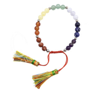 Adjustable Chakra Bracelet with Tassels (4mm) 6.75-9.75"