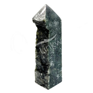 Polished Green Tourmaline with Druse Four Sides Obelisk