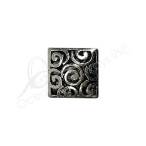 (CLOSE OUT) BEADS - METAL SQUARE WITH SPIRALS (PK 4) 13MM