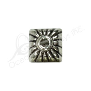 (CLOSE OUT) BEADS - METAL SQUARE WITH LINES (PK 28) 6MM L x 6MM DIA