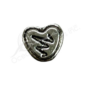 (CLOSE OUT) BEADS - METAL HEART WITH LIGHTNING (PK 42) 6MM L