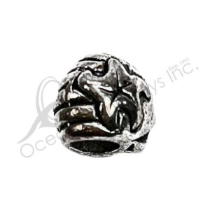 (CLOSE OUT) BEADS - METAL ROUND WITH SEA STAR (PK 10) 9 MM L X 7 MM DIA