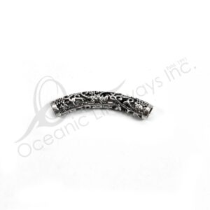 (CLOSE OUT) BEADS - METAL LONG CURVED DECORATIVE TUBE (PK 2) 4 CM L X 7 MM D