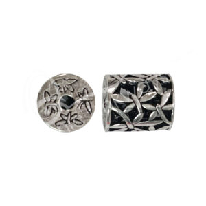 (CLOSE OUT) BEADS - METAL TUBE WITH DRAGONFLIES (PK 4) 15 MM L X 12 MM D