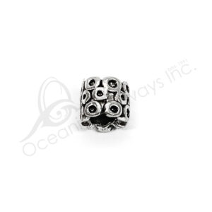 (CLOSE OUT) BEADS - METAL TUBE WITH CIRCLES (PK 10) 7 MM L X 9 mm D