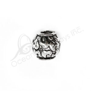 (CLOSE OUT) BEADS - METAL ROUNDED WITH FLAMES (PK 10) 1 CM L X 1 CM D