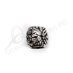 (CLOSE OUT) BEADS - METAL TUBE WITH BUTTERFLY EMBOSSED (PK 10) 8 MM L X 8 MM D