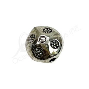 (CLOSE OUT) BEADS - METAL FACETED WITH DOTTED FLOWERS (PK 16) 9 MM L
