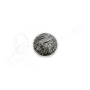 (CLOSE OUT) BEADS - METAL ROUND FLAT WITH LEAVES (PK 16) 9 MM D X 3 MM T