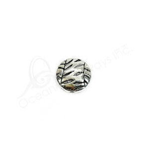 (CLOSE OUT) BEADS - METAL ROUND FLAT WITH FERNS (PK 20) 9 MM D X 3 MM T