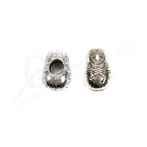 (CLOSE OUT) BEADS - METAL RUSSIAN DOLL (PK 10) 12 MM L X 7 MM T