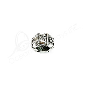 (CLOSE OUT) BEADS - METAL TUBE WITH DOTTED FLOWERS (PK 8) 7 MM D X 4 MM L