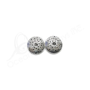 (CLOSE OUT) BEADS - METAL ROUND FLAT WITH DOTS (PK 30) 1 CM D X 3 mm T