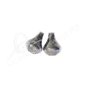 (CLOSE OUT) BEADS - METAL VASE SHAPE WITH STRIPES (PK 24) 1CM L