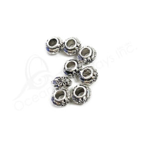 (CLOSE OUT) BEADS - METAL SPACER WITH EMBOSSED FLOWERS (PK 60) 6 MM D X 4 MM T