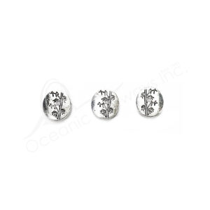 (CLOSE OUT) BEADS - METAL OVAL FLAT WITH BAMBOO (PK 12) 12 MM L X 3 MM T