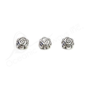 (CLOSE OUT) BEADS - METAL ROSE (PK 26) 7 MM W X 3 MM T