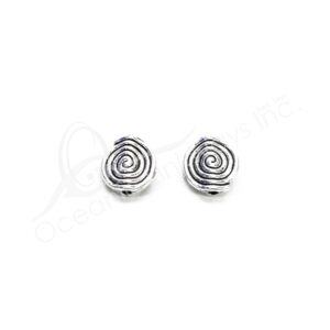 (CLOSE OUT) BEADS - METAL ROUND FLAT SPIRAL (PK 20) 1 CM D X 4 MM T