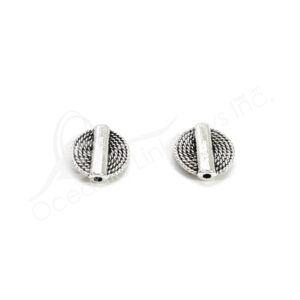 (CLOSE OUT) BEADS - METAL ROUND FLAT WITH TUBE (PK 15)