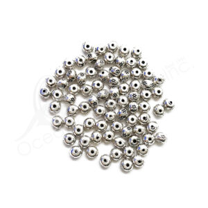 (CLOSE OUT) BEADS - METAL ROUND WITH FLOWERS EMBOSSED (PK 80) 3 MM T