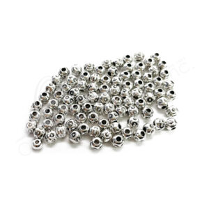 (CLOSE OUT) BEADS - METAL ROUND FACETED WITH DOTS (PK 90) 4 MM