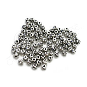 (CLOSE OUT) BEADS - METAL OCTAGONAL WITH FLOWERS (PK 96) 3 MM