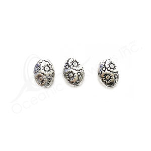 (CLOSE OUT) BEADS - METAL OVAL TUBE WITH SUNS (PK 44) 8 MM L X 4 MM T