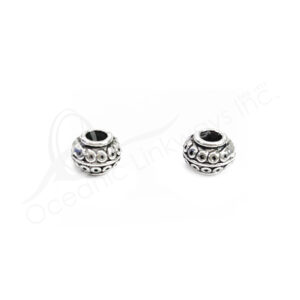 (CLOSE OUT) BEADS - METAL DOUBLE ROW OF DOTS (PK 20) 9 MM D X 7 MM T