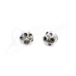(CLOSE OUT) BEADS - METAL ROUND FACETED WITH DOTS (PK 12) 7 MM D X 8 MM T