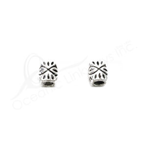 (CLOSE OUT) BEADS - METAL SQUARE TUBE (PK 12) 8 MM L X 6 MM T
