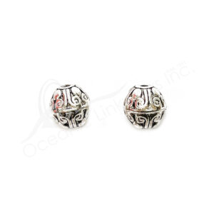 (CLOSE OUT) BEADS - METAL ROUND WITH SPIRALS (PK 10) 9 MM D X 1 CM L