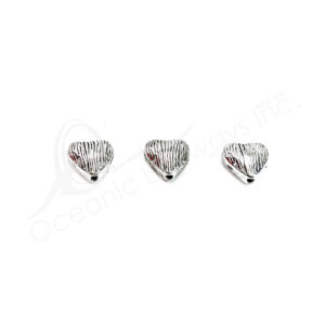 (CLOSE OUT) BEADS - METAL HEARTS WITH STRIPES (PK 26) 9 MM L X 4 MM T