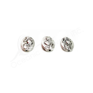 (CLOSE OUT) BEADS - METAL OVAL FLAT WITH TULIP (PK 18) 11 MM L X 2 MM T
