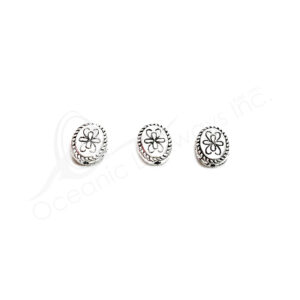 (CLOSE OUT) BEADS - METAL OVAL FLAT WITH BUTTERFLY (PK 18) 1 CM L X 3 MM T