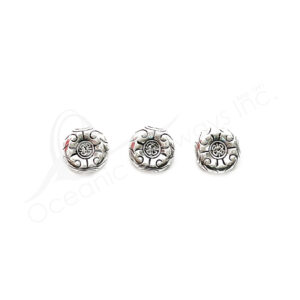 (CLOSE OUT) BEADS - METAL CHINESE GOOD LUCK SYMBOL (PK 14) 11 MM D X 4 MM T