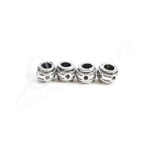 (CLOSE OUT) BEADS - METAL TUBE WITH SPINNING RING (PK 4) 7 MM D X 6 MM T