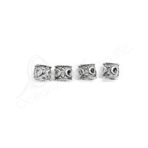 (CLOSE OUT) BEADS - METAL TUBE WITH MOONS (PK 4) 9 MM D X 8 MM L