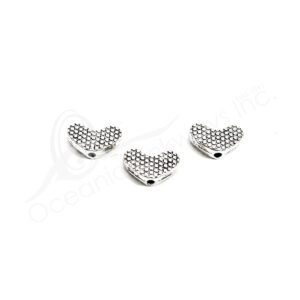(CLOSE OUT) BEADS - METAL DOTED HEARTS (PK 15) 12 MM W X 3 MM T