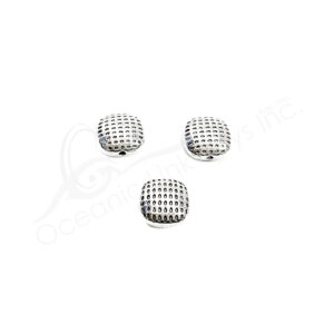 (CLOSE OUT) BEADS - METAL FLAT SQUARE DOTTED (PK 15) 9 MM W X 4 MM T