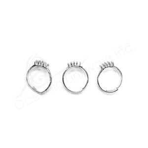 (CLOSE OUT) BEADS - METAL ADJUSTABLE RING WITH RINGS ON TOP (PK 3) 18 MM D X 3 MM T