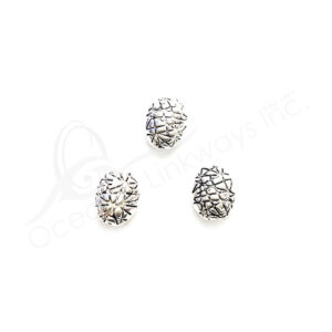 (CLOSE OUT) BEADS - METAL OVAL WITH ABSTRACT LINES (PK 10) 1 CM L X 5 MM T