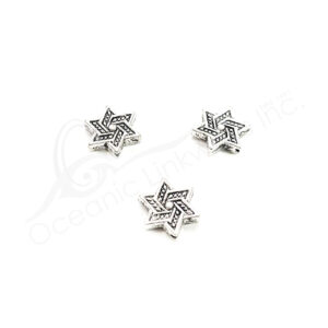 (CLOSE OUT) BEADS - METAL STAR OF SALOMON (PK 10) 1 cm W, 3 mm T